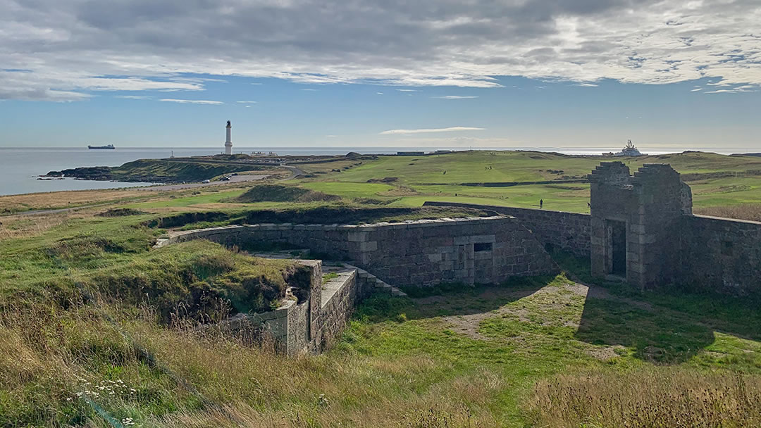 Views of Balnagask Golf Course and Girdle Ness Lighthouse from Torry Battery