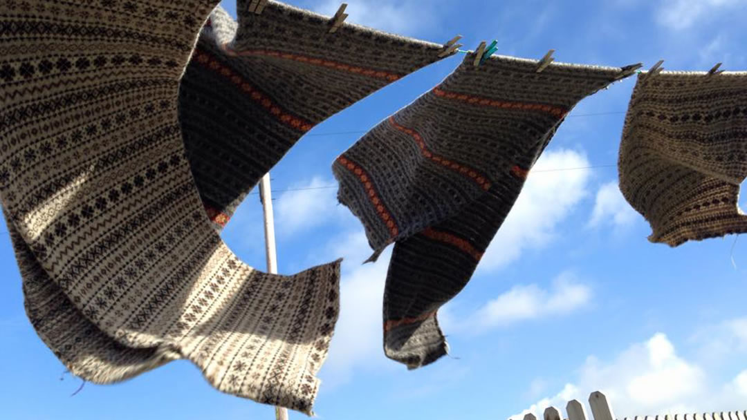 Fair Isle patterns on the washing line