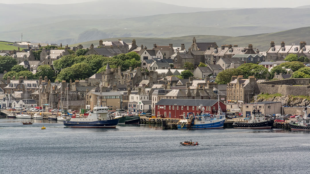 The Bressay Ferry and Albert dock in Lerwick, Shetland