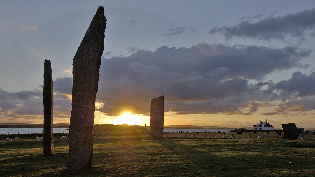 The Standing Stones of Stenness at sunset