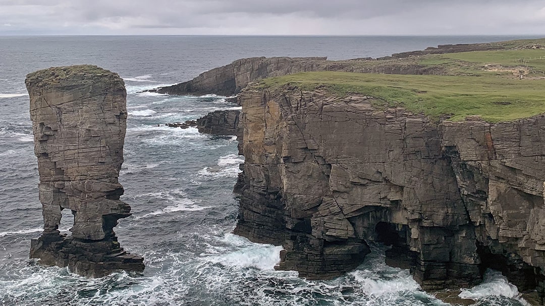 Yesnaby Castle and surrounding cliffs on Orkney's west coast