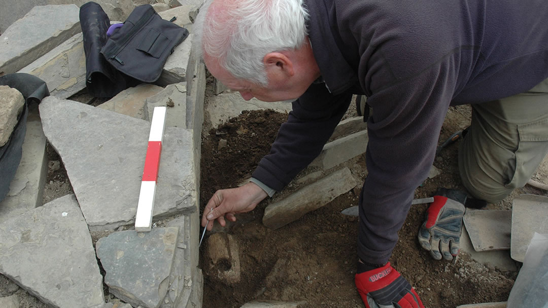 A whalebone macehead sees the light of the day for the first time in 5,000 years in Structure 8