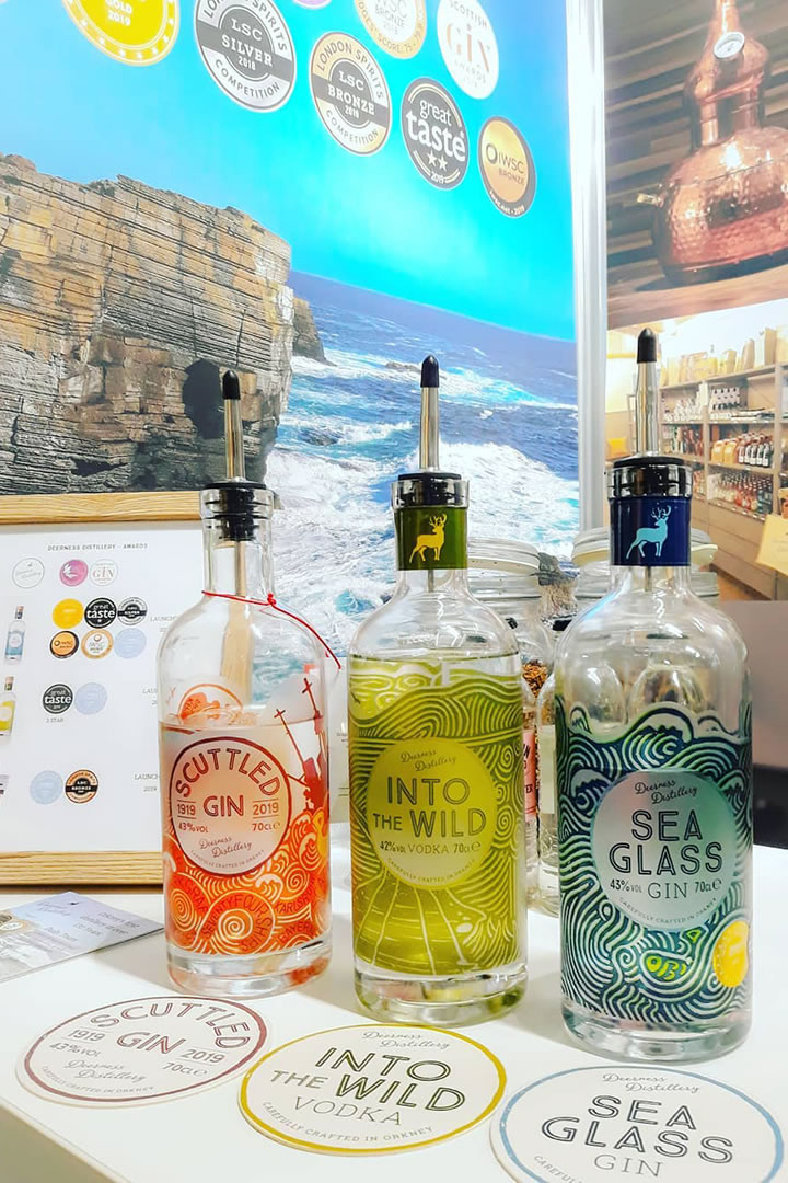 Deerness Distillery - Scuttled Gin, Into the Wild Vodka and Sea Glass Gin