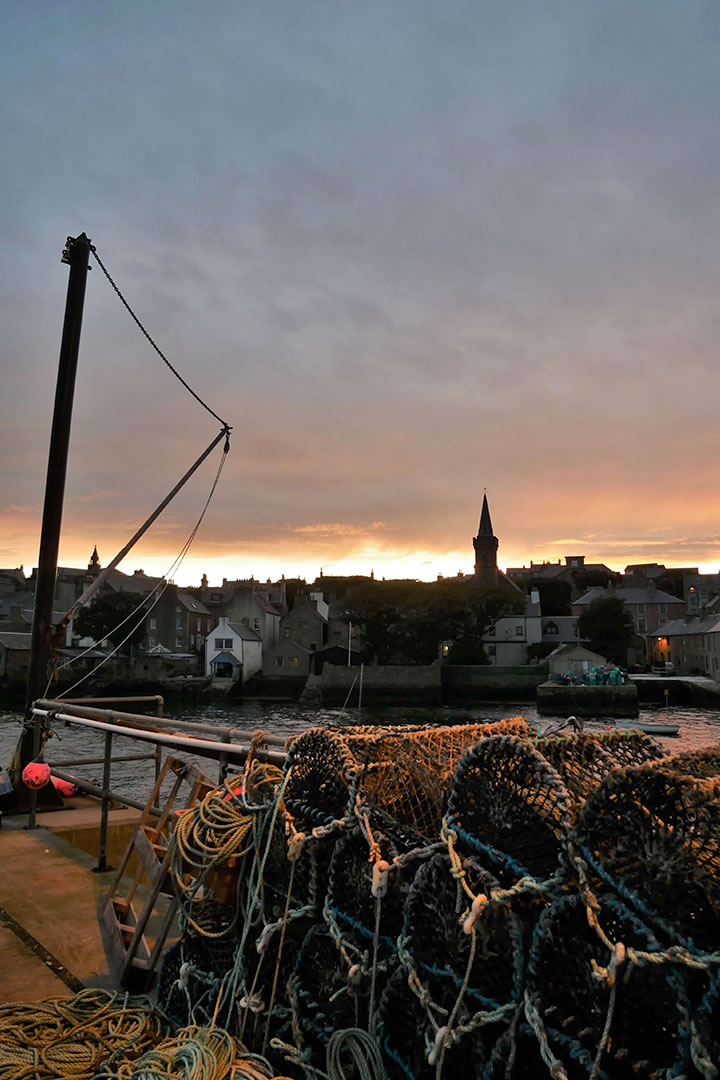 Lobster creels in Stromness Harbour, Orkney