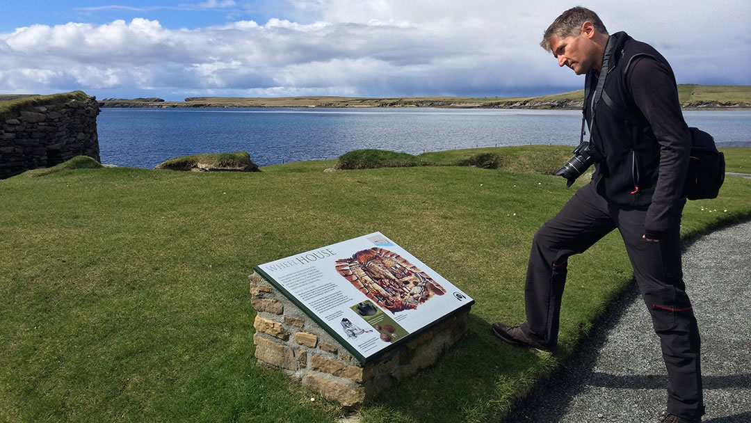 Robin McKelvie exploring one of Shetland's many historic sites