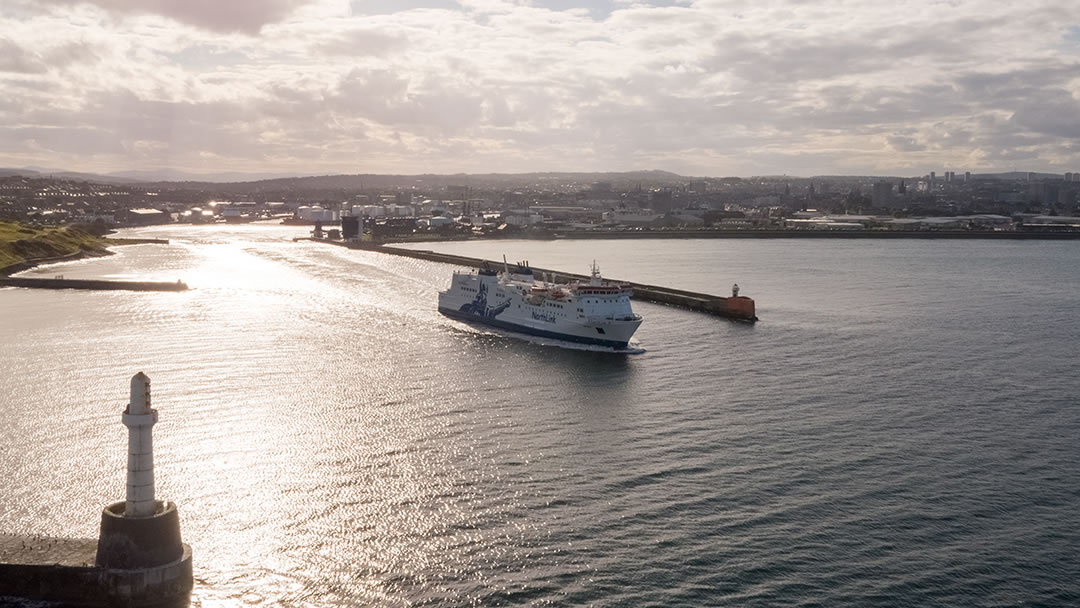 Sailing out of Aberdeen harbour to Shetland