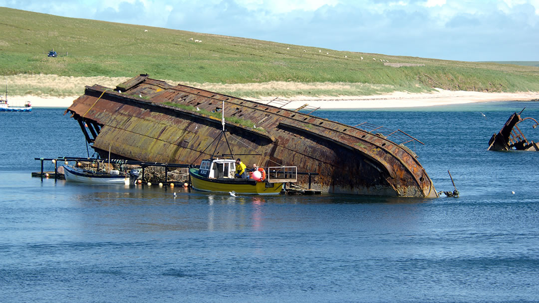 WW1 Blockship off the Churchill Barriers in Orkney