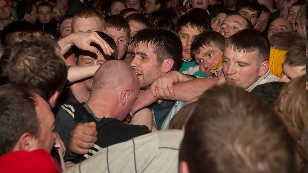 A scrum during the Ba in Kirkwall, Orkney