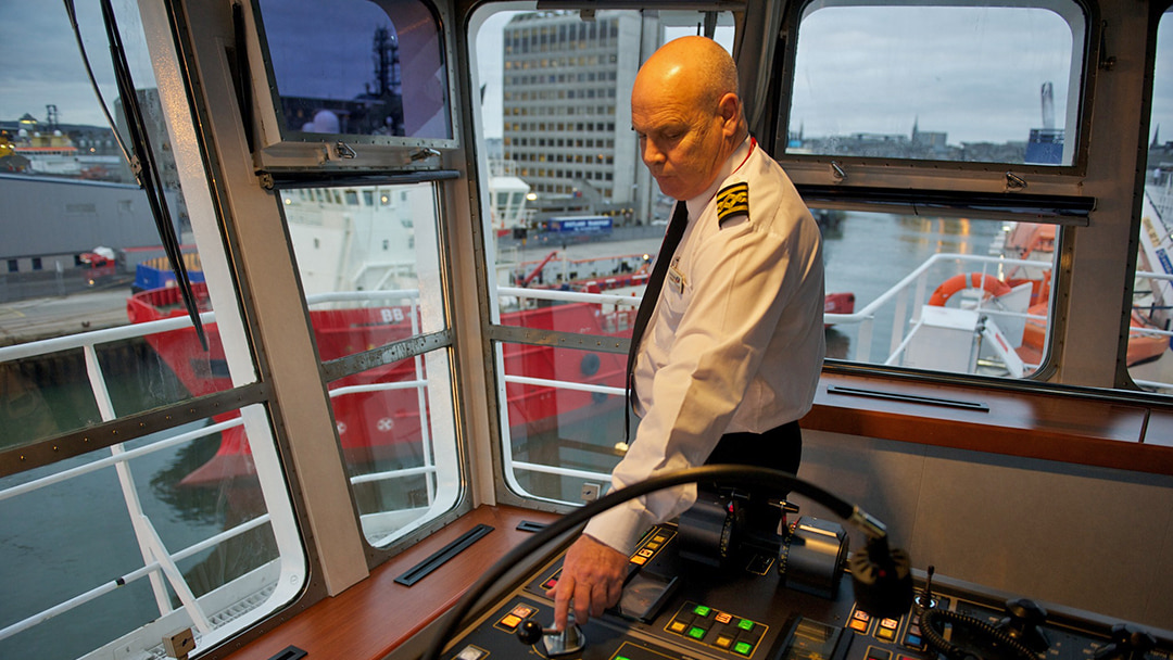 Captain John Strathearn on board a NorthLink Ferry