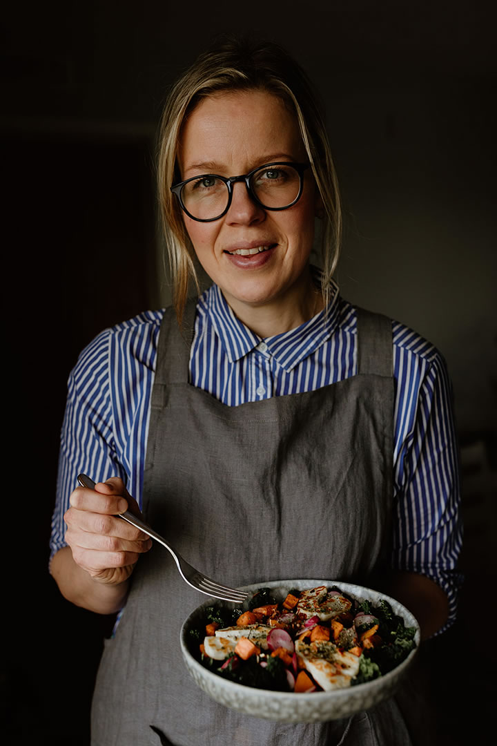 Misa with her Warm Cavolo Nero Sweet Potato and Halloumi Salad