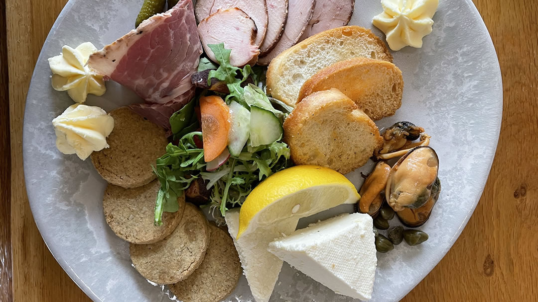 A delicious Orkney platter in Sheila Fleet’s Kirk Gallery & Cafe