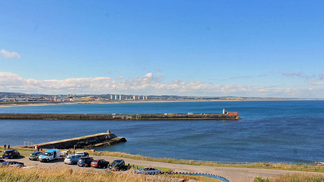 Aberdeen Harbour from Torry Battery, a popular place to spot Dolphins