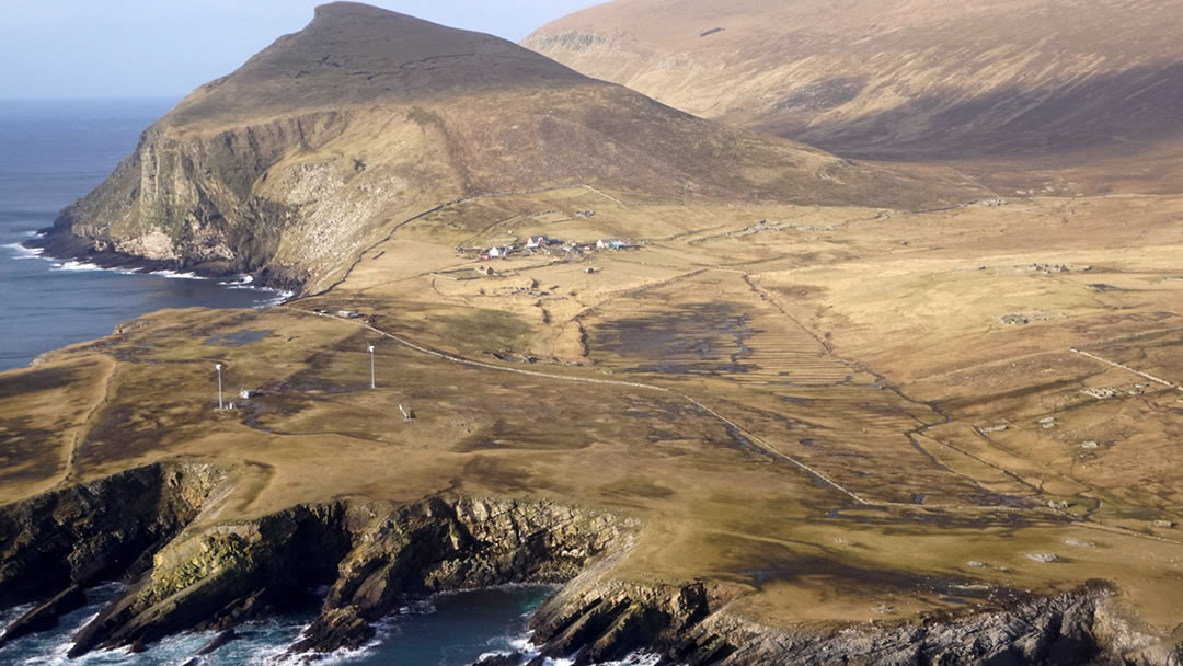 Hametoun and the Noup, Foula, from the air