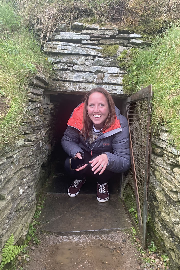 Laurie explores Cuween Hill Chambered Cairn