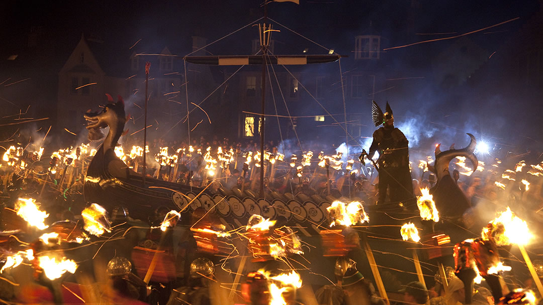 The Jarl on his galley during Lerwick Up Helly Aa