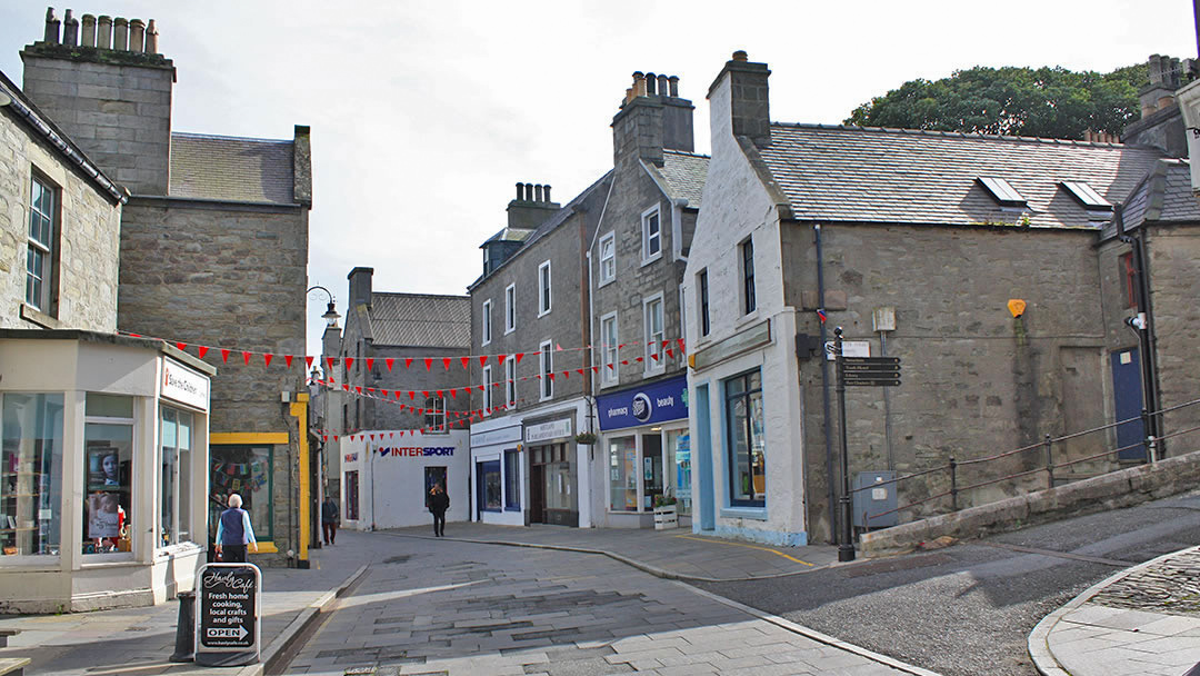 The narrow Main Street in Lerwick photo