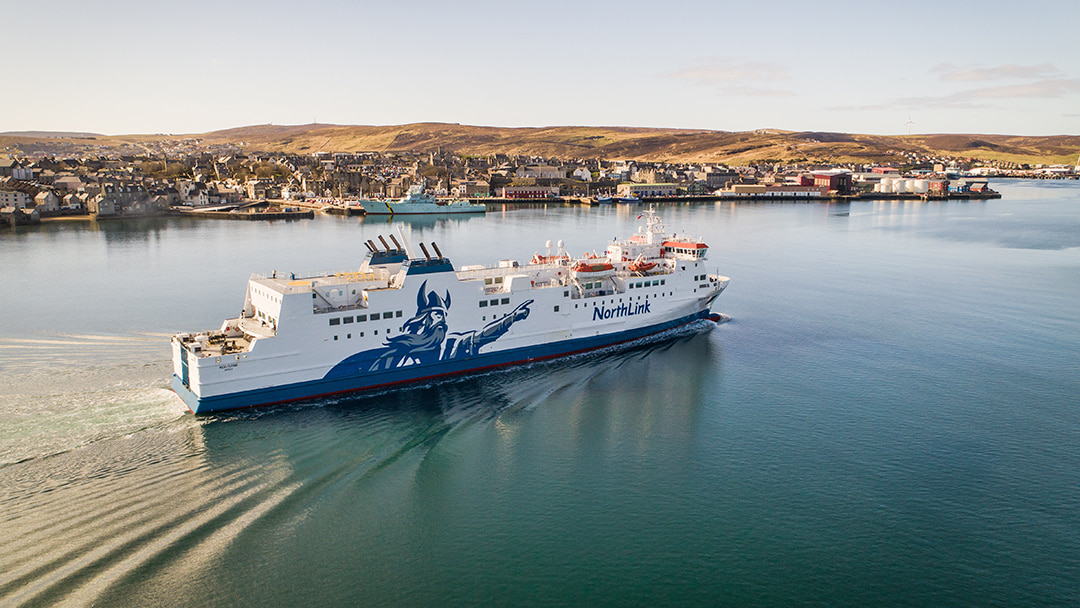 MV Hjaltland sailing into Lerwick, Shetland photo