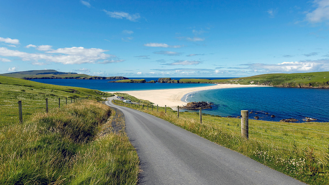 Road leading to St Ninian's Isle, Shetland photo