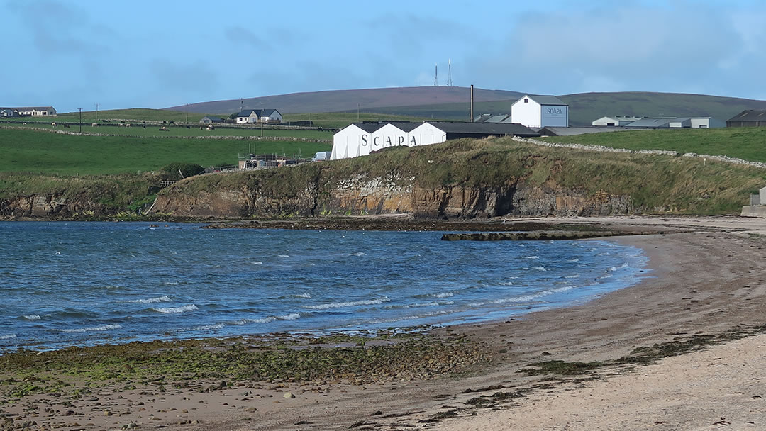 Scapa beach and Distillery