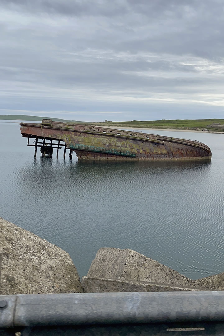 The Reginald viewed from the Churchill Barriers in Orkney