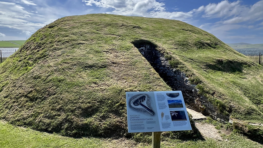 The exterior of Unstan chambered cairn