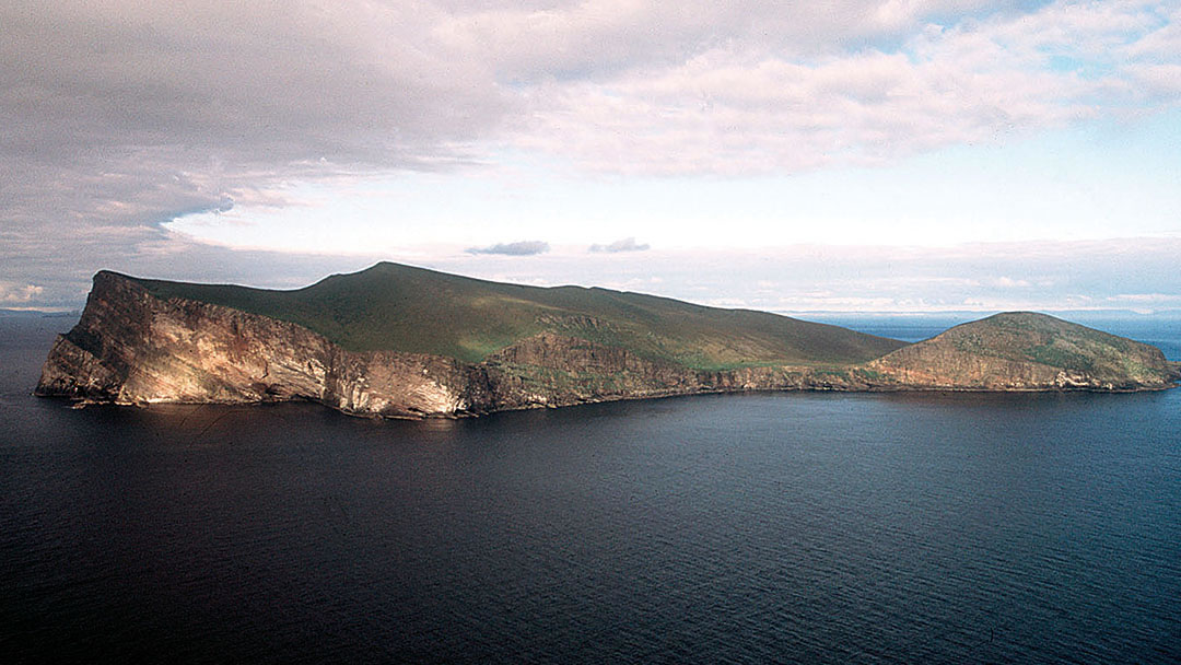 The island of Foula in Shetland from the air