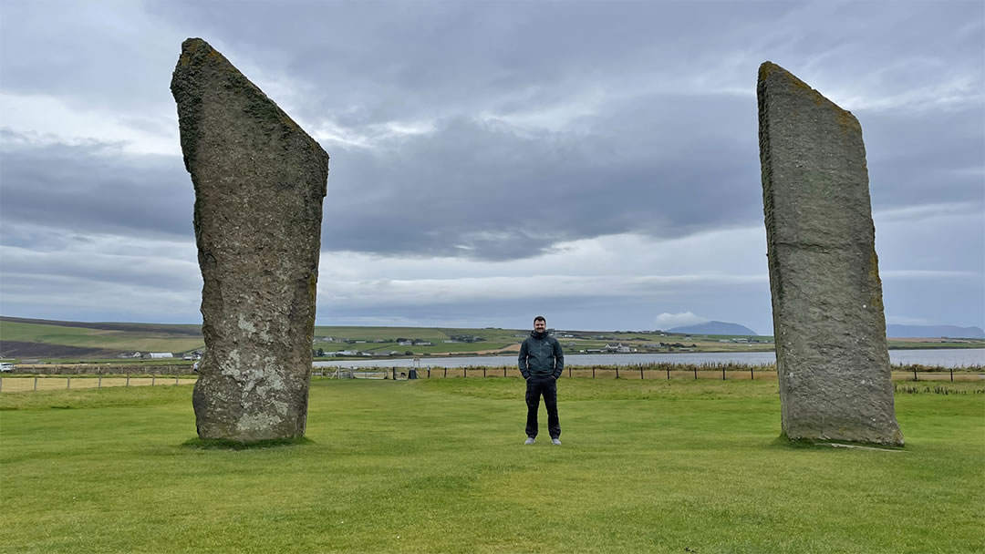 The massive Standing Stones of Stenness in Orkney