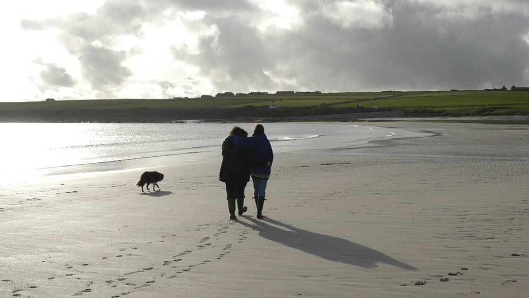 Walking on Scapa Beach, on the outskirts of Kirkwall in Orkney