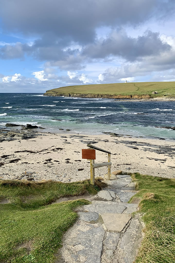 The steps down to the beach at the Brough of Birsay in Orkney