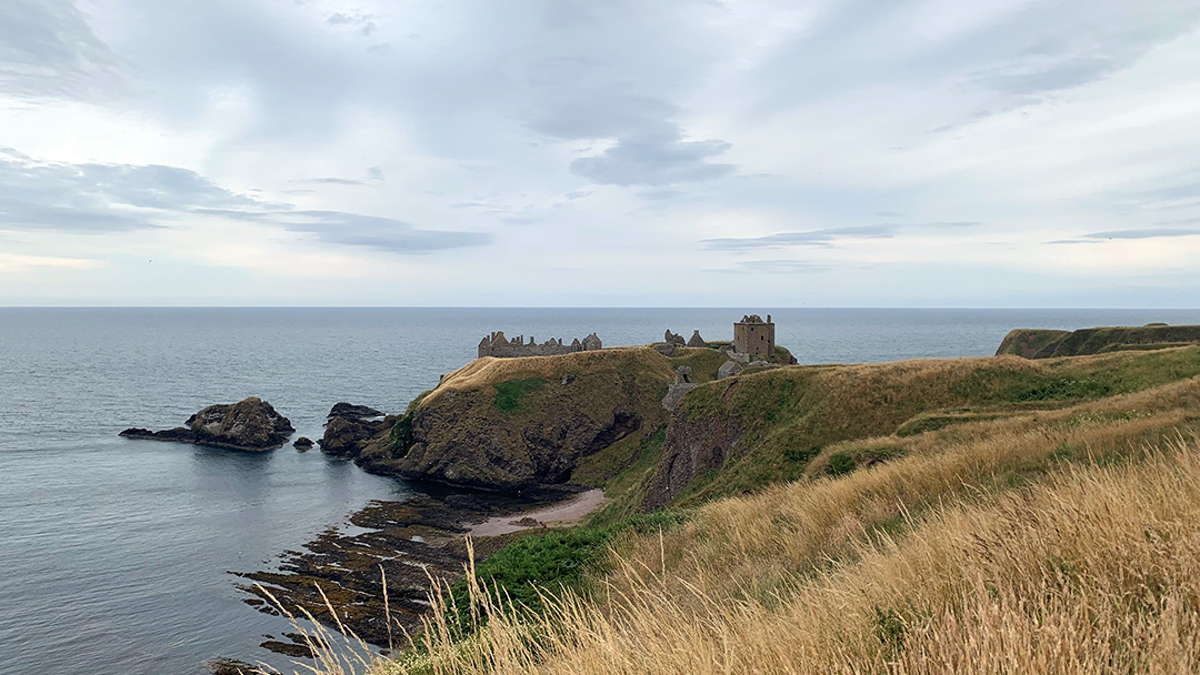 Dunnottar Castle as seen from the coastal path leading to Stonehaven