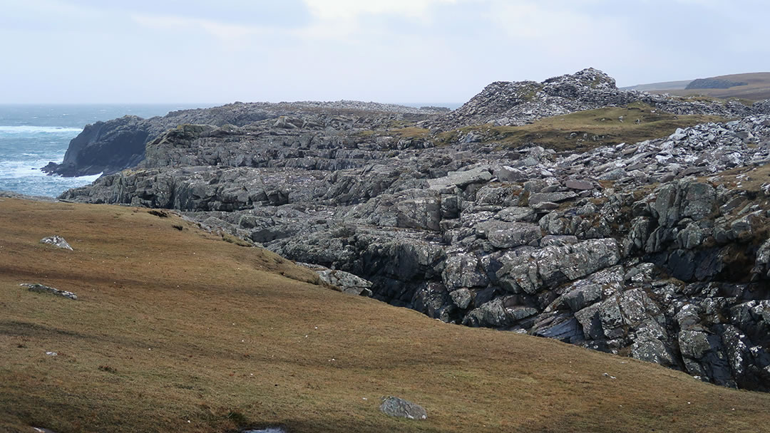 Levenwick Broch in Shetland on a winter's day