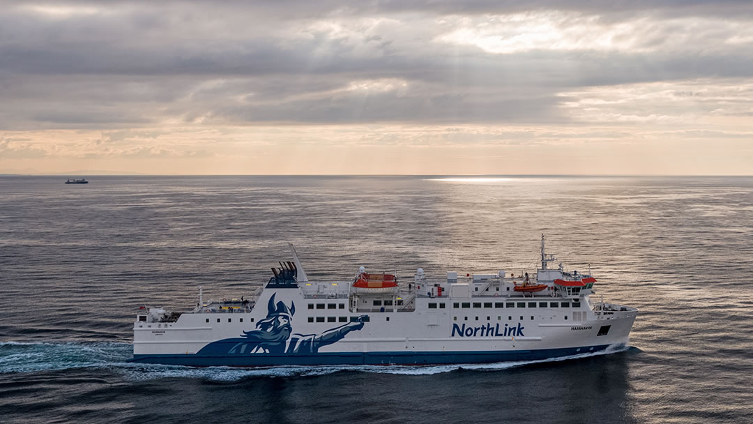 MV Hamnavoe sailing to the Orkney Islands