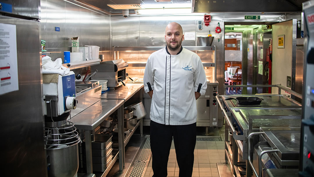 MV Hjaltland - in the galley