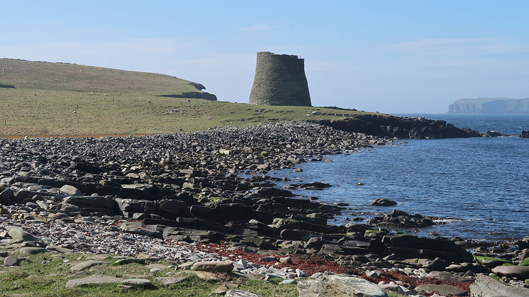 Mousa Broch on the uninhabited island of Mousa in Shetland