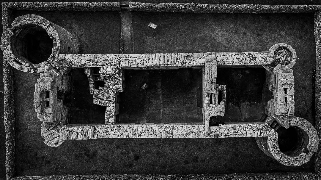 Muness Castle in Unst, Shetland, viewed from above