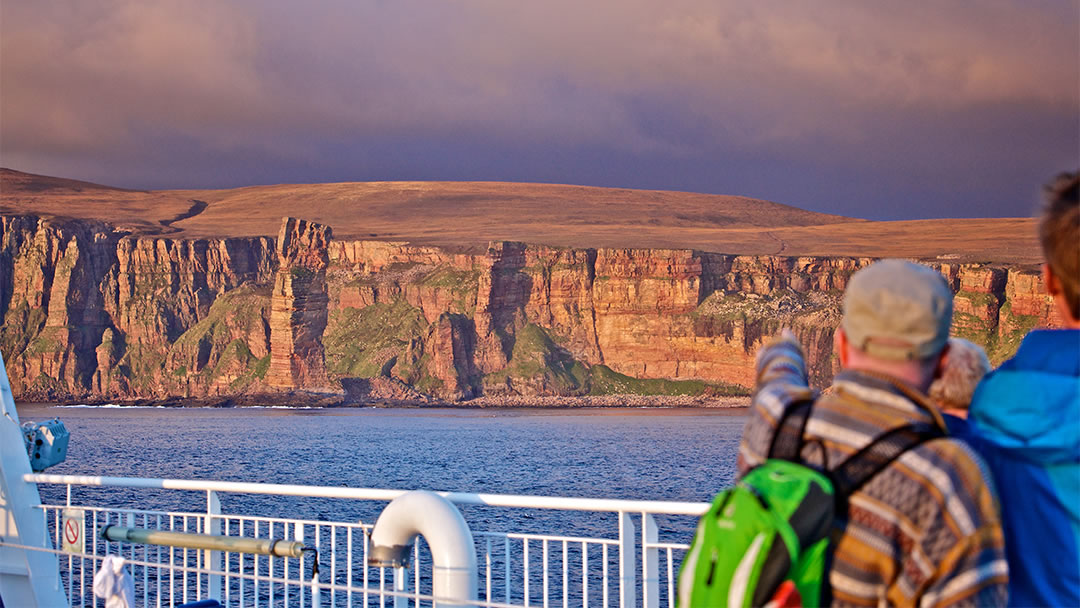 Viewing the Old Man of Hoy from the deck of MV Hamnavoe