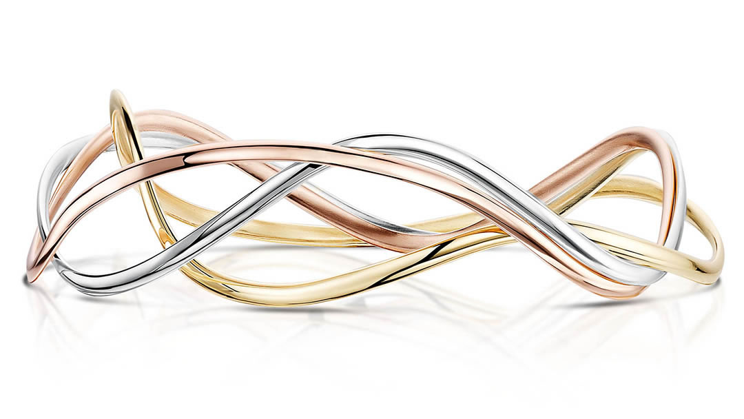 Sheila Fleet Tidal 3-part Bangle in 9ct Yellow, White & Rose Gold - WYR-BL160