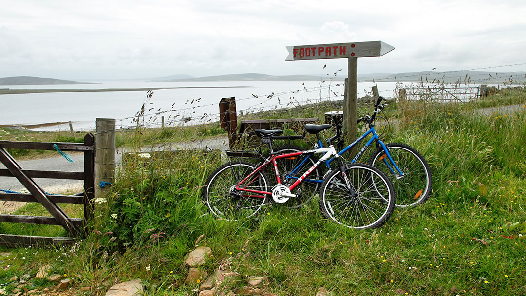 Bikes at Taversoe Tuick in Rousay