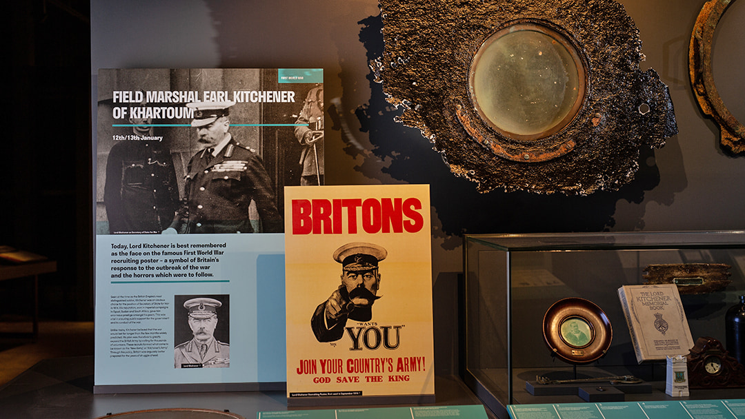 Display about Lord Kitchener in the Scapa Flow Museum