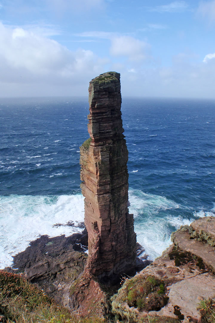 The Old Man of Hoy seen from the cliffs of Hoy in Orkney