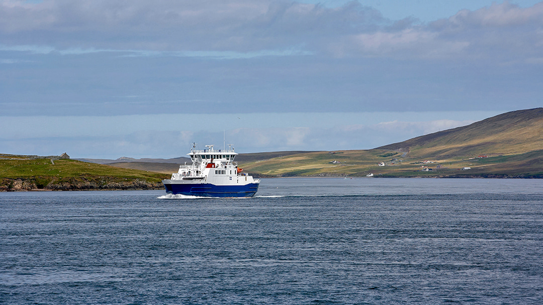 The ferry sailing between Shetland's islands