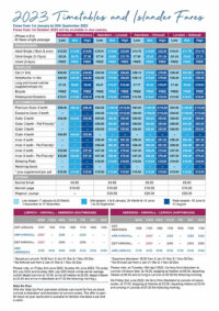 2023 Timetables and Islander Fares