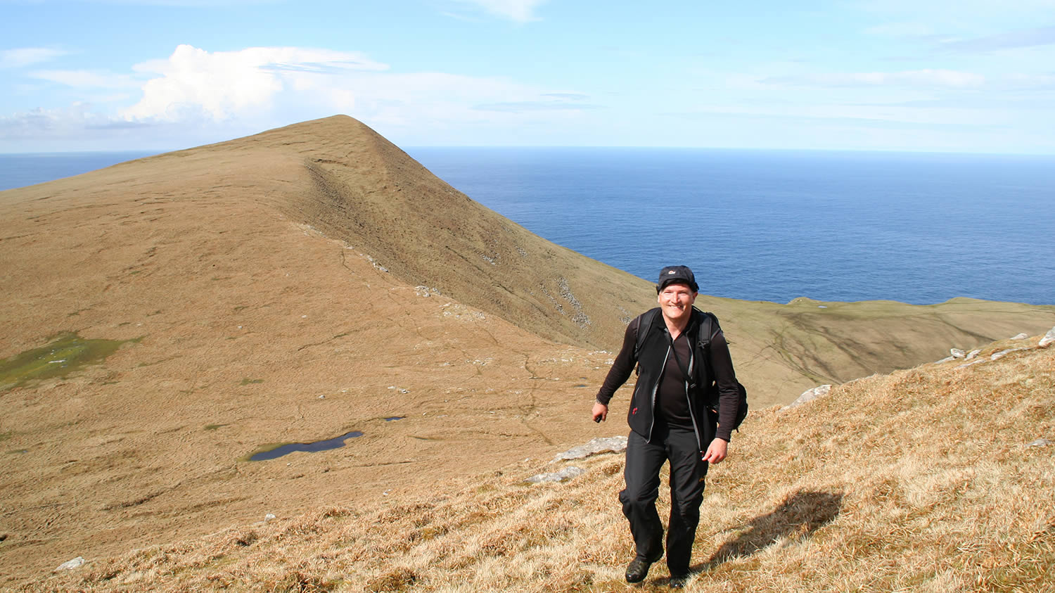 Hiking on Foula in the Shetland islands