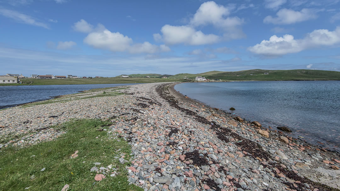 Muckle Ayre at North Roe - a storm beach in Shetland