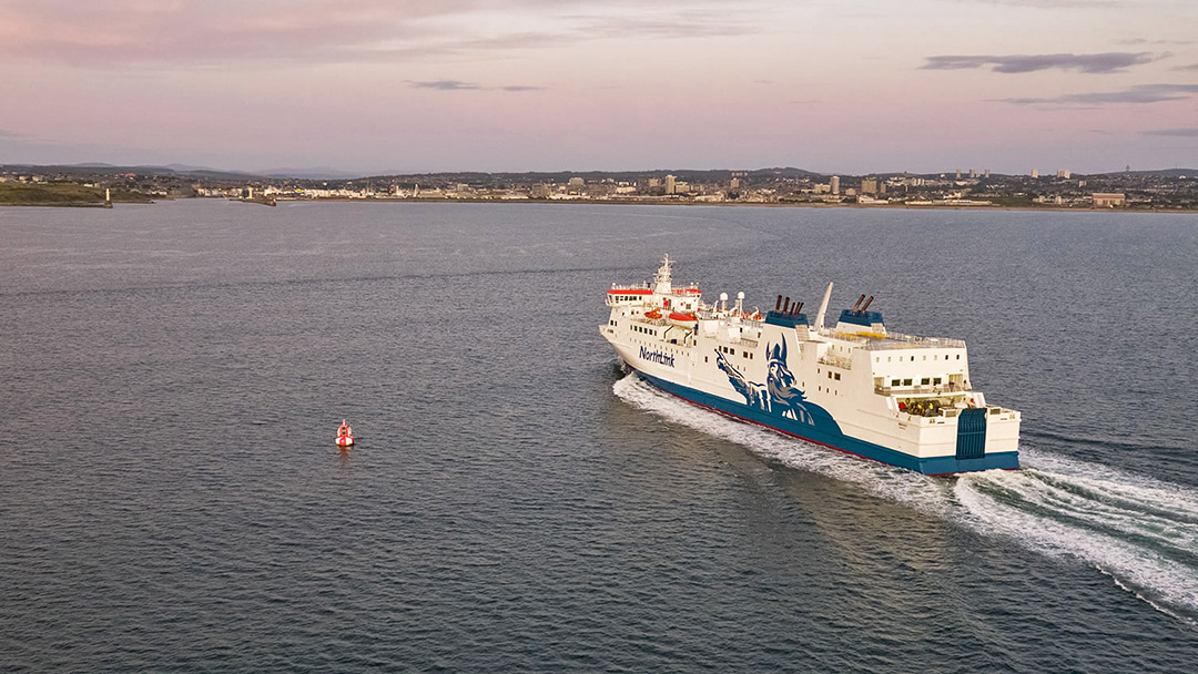 The MV Hrossey sails to and from Lerwick and Aberdeen