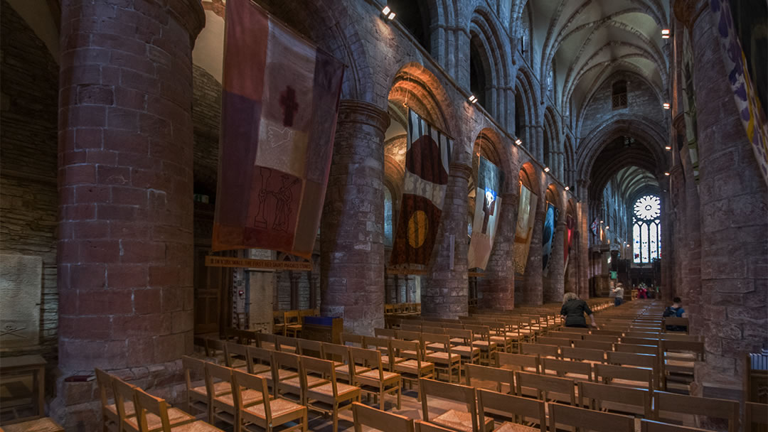 Inside the St Magnus Cathedral in Orkney