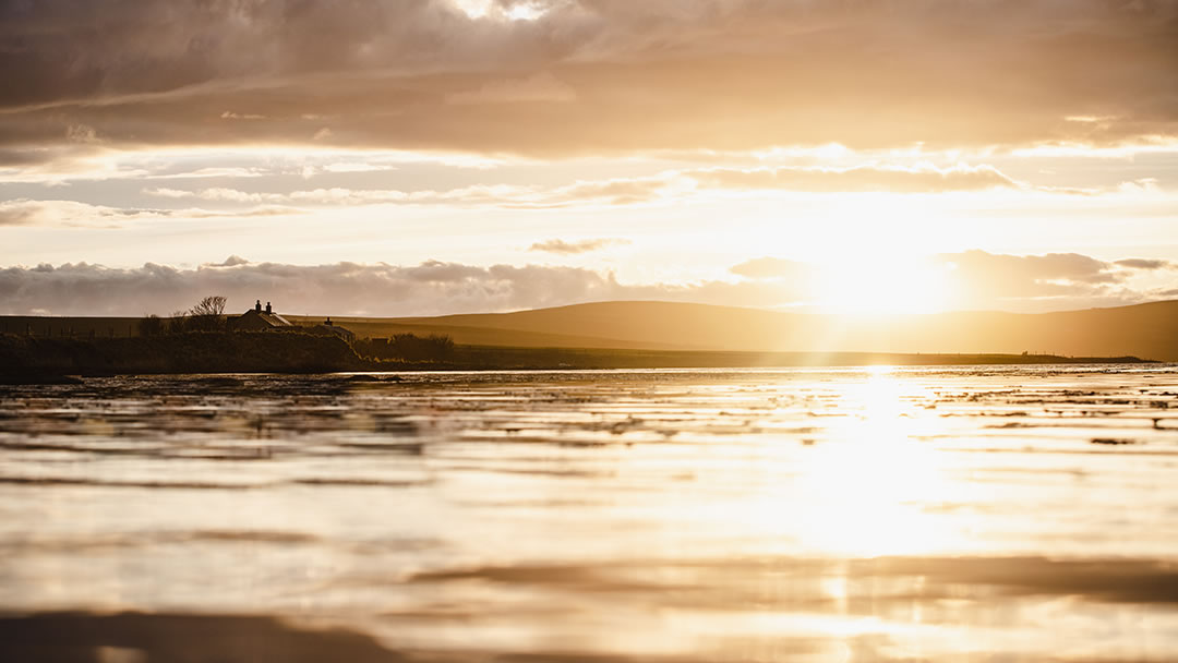 Orkney landscape - the Loch of Stenness at sunset