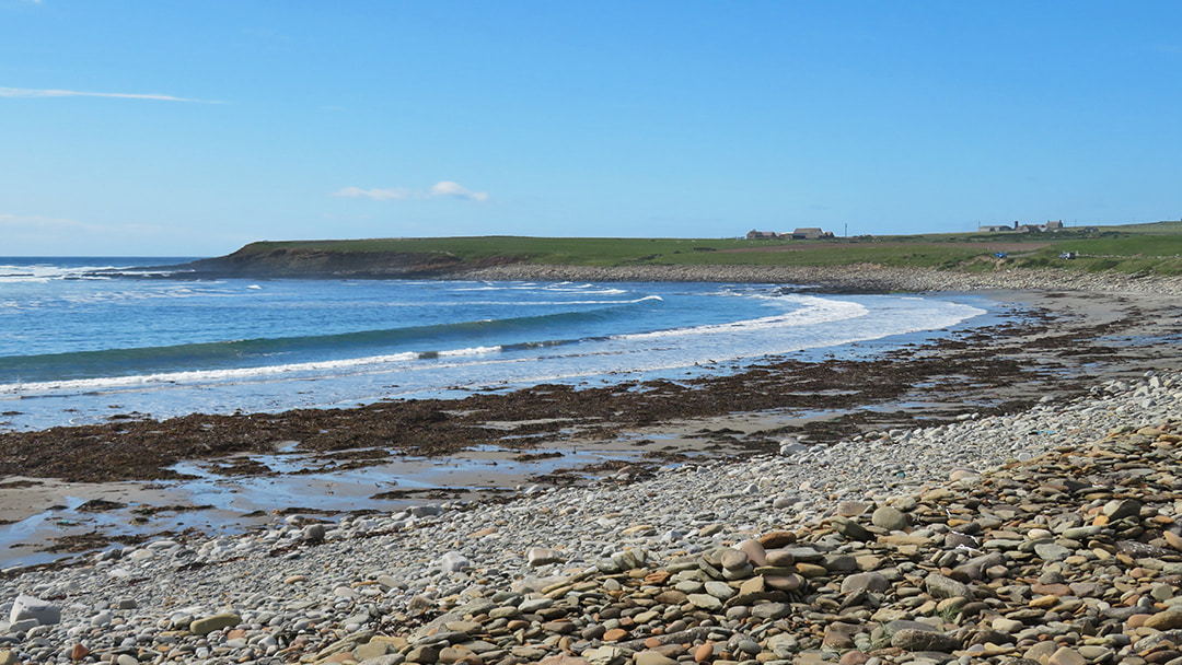 The Bay of Skaill is a popular surfing location in Orkney