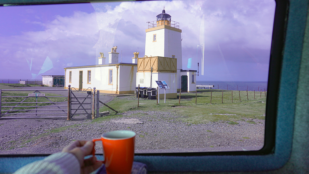 A quick cup of coffee before setting off on the wild cliff-top walk