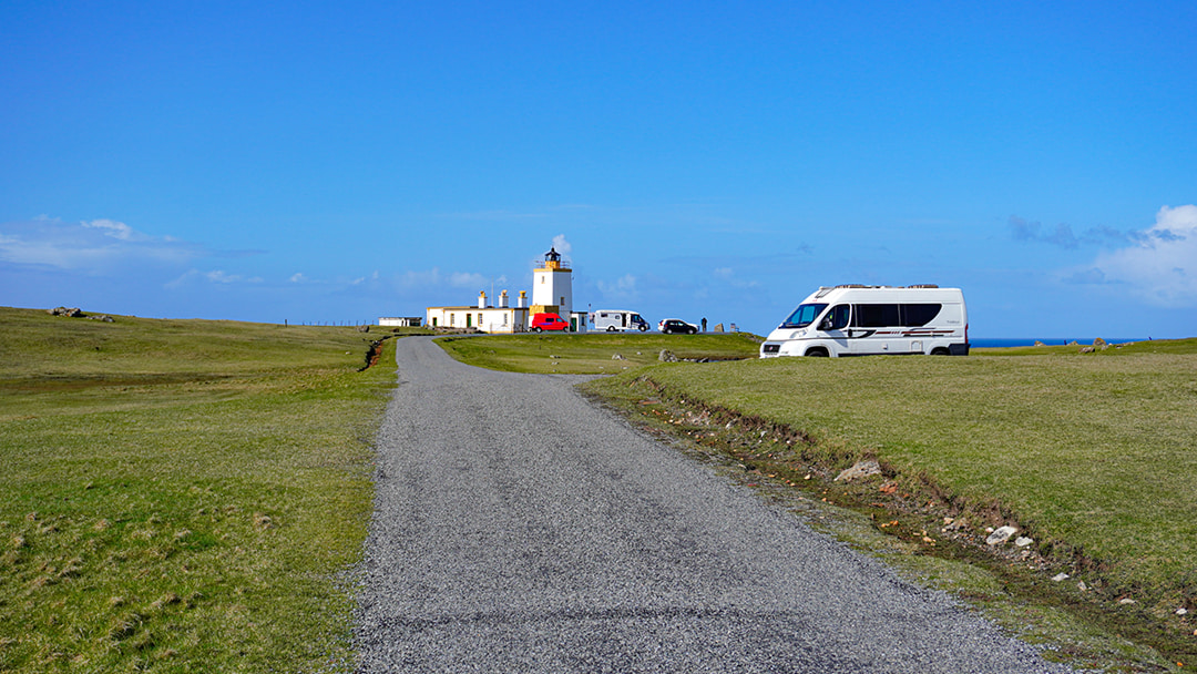 Campervan's enjoying the views at Esha Ness Lighthouse